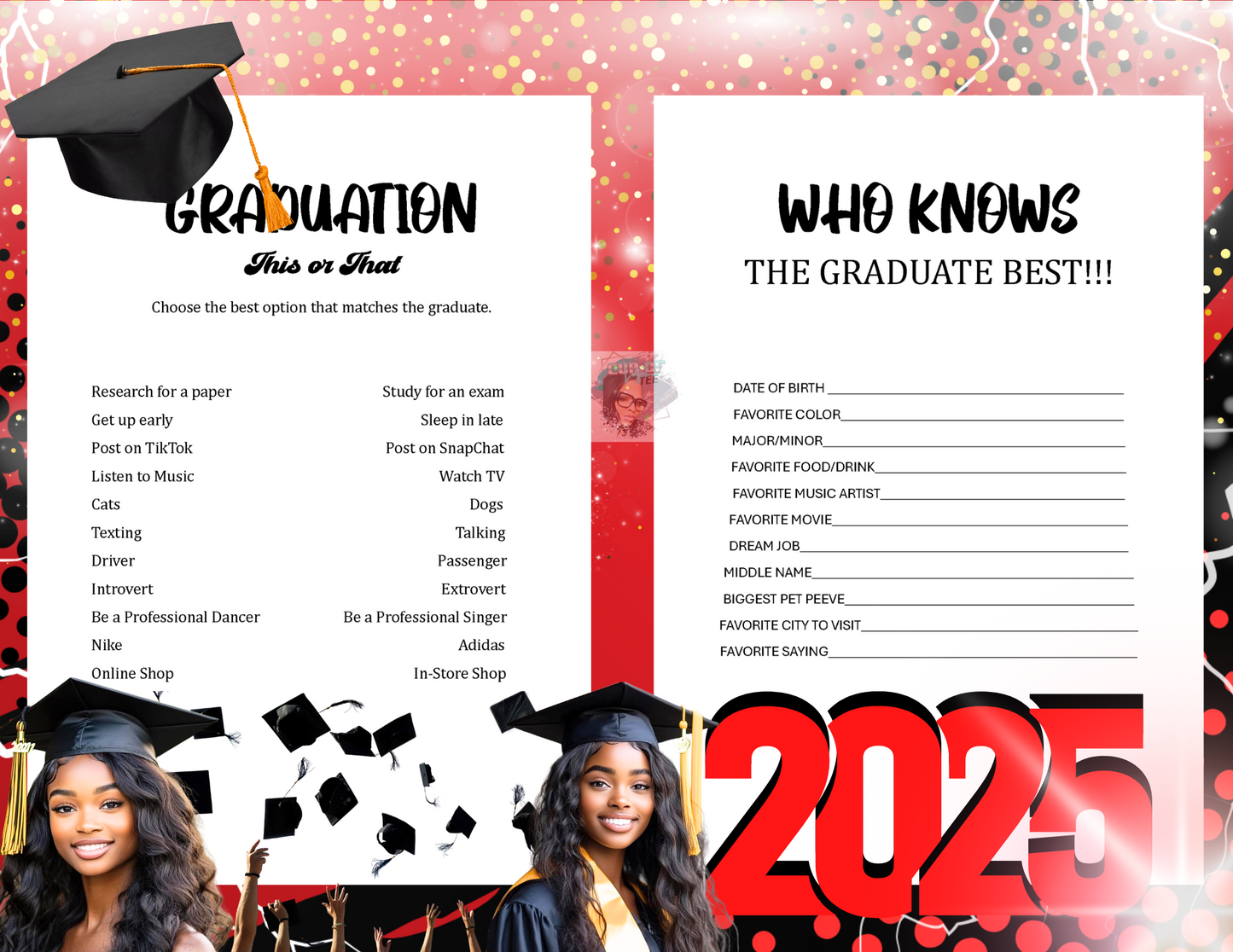Custom Graduation Activity Booklets