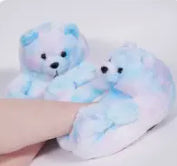 Cotton Candy plush teddy bear slippers